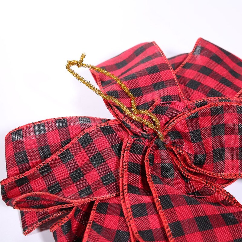 Kerst Plaid Bows Decoratieve Bogen Voor Xmas Tree Home Decor 57BB