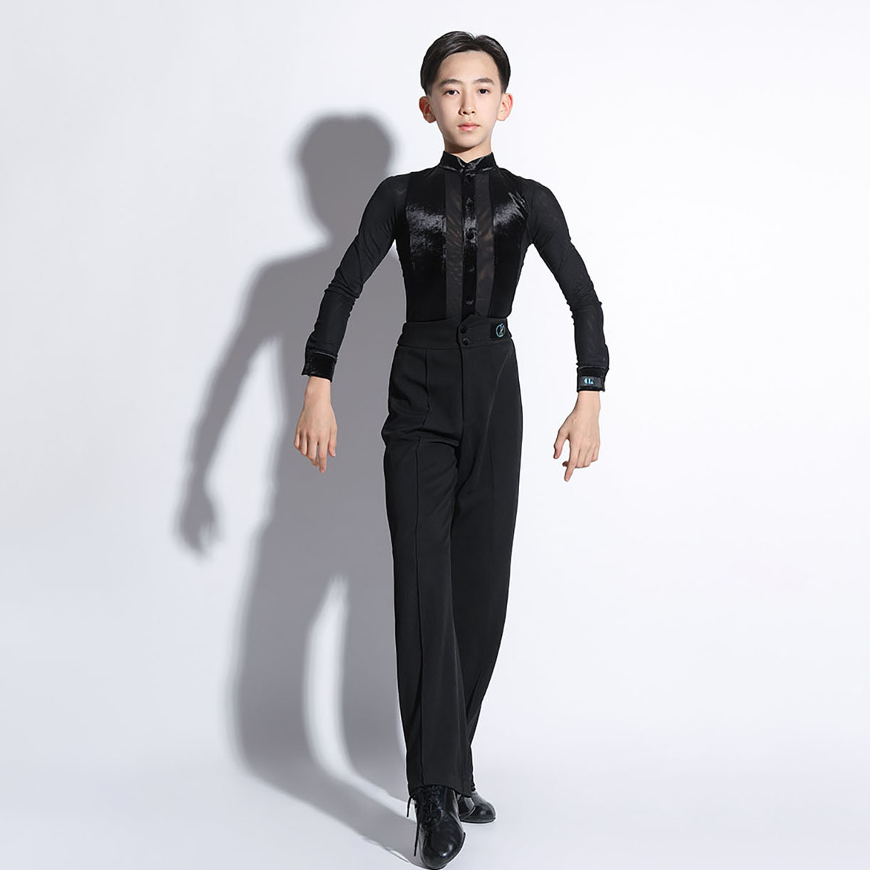 Kids Boys Latin Dance Shirt Button T Shirts Child Autumn Winter Long Sleeves Bodysuit Jazz Rumba Dancewear G7056