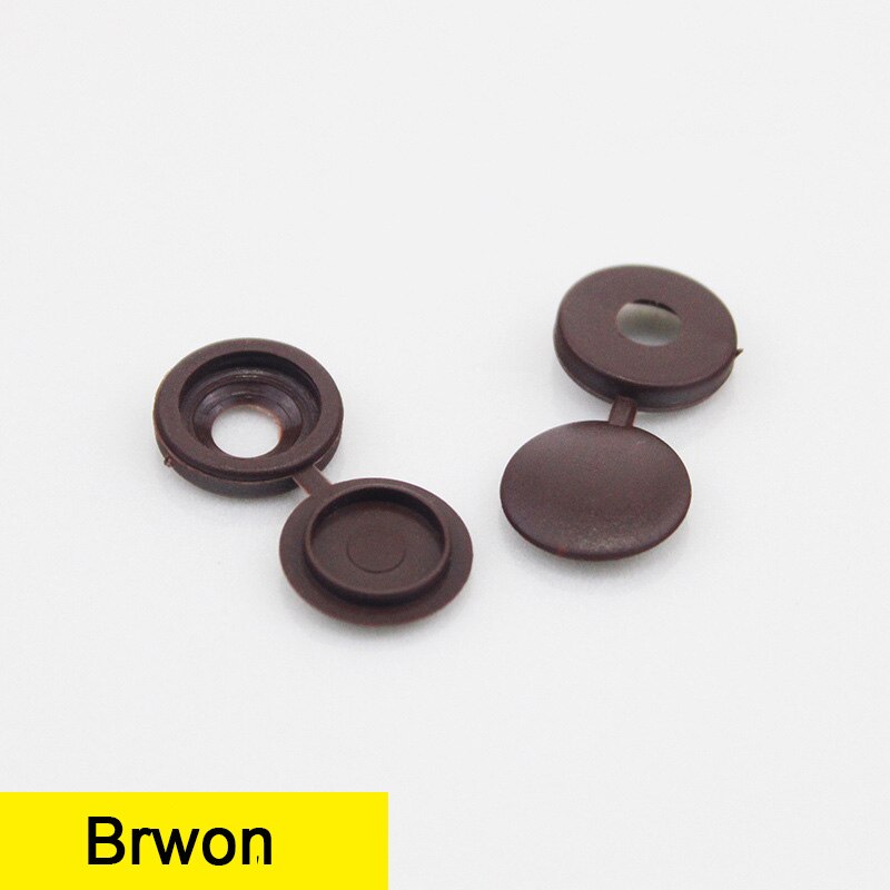 100Pcs Hinged Plastic Screw Cap Cover Fold Snap Protective Cap Button For Car Furniture Decorative Nuts Cover Bolts Hardware: Brown100pcs