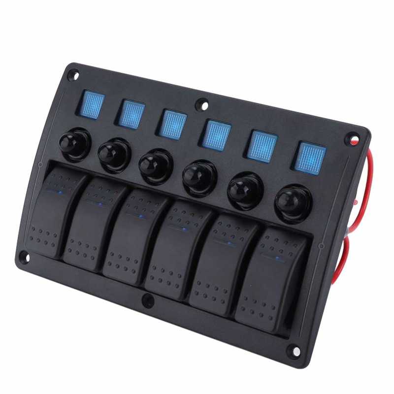 6 Gangs Rocker Switch Panel IP65 Waterproof Car Toggle Switch Panel Universal for Trucks for Boats for SUVs