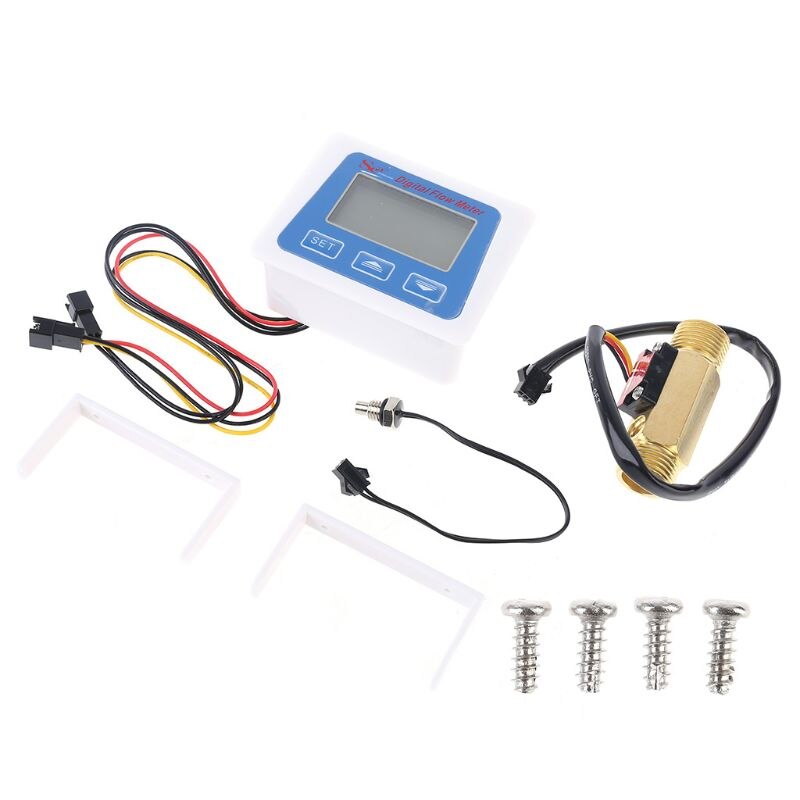 Digital Lcd Display Water Flow Sensor Meter Flowmeter Rotameter Temperature K43C