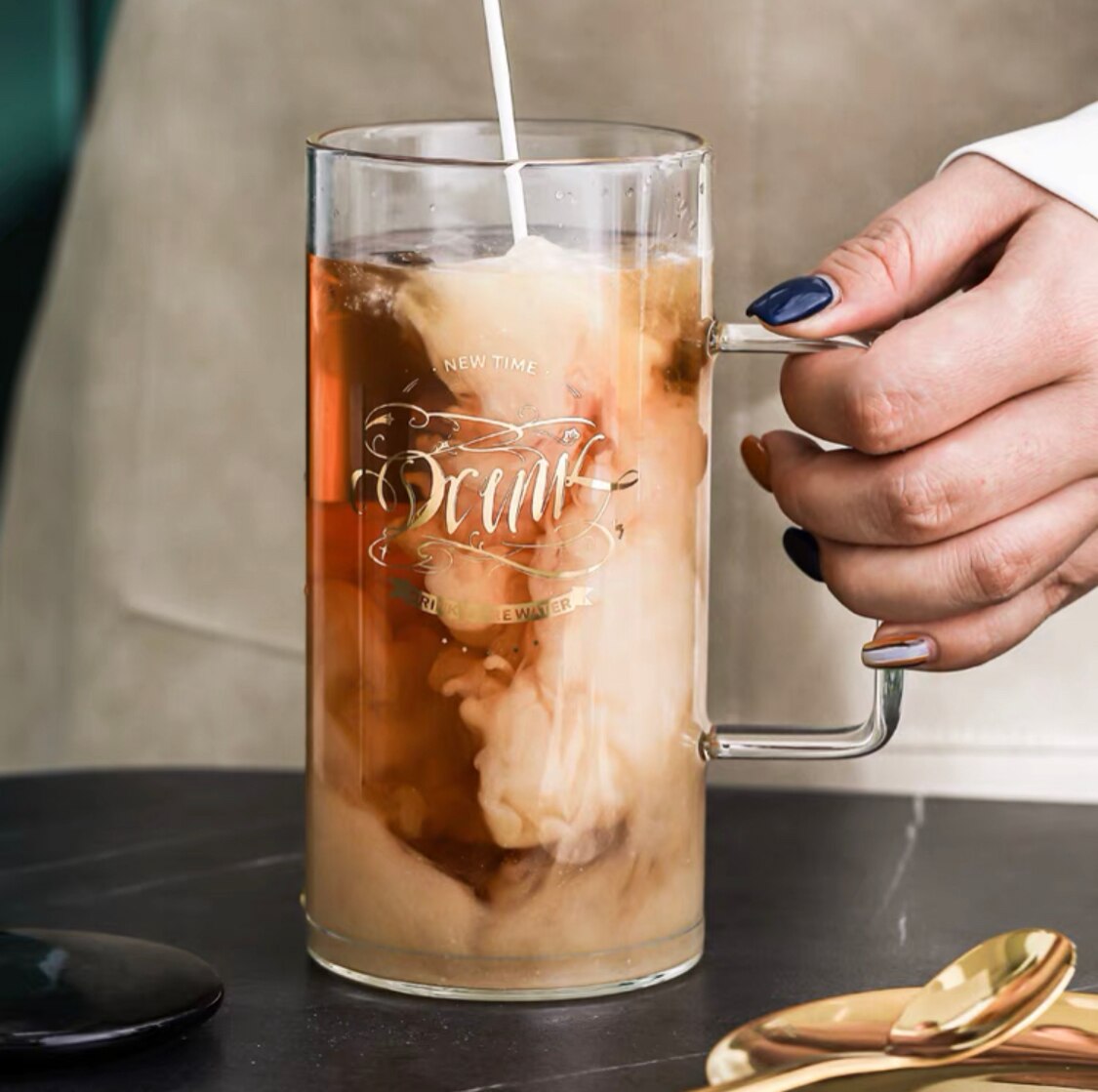 Gran capacidad de 700ml de cristal redondo de taza de agua Simple taza desayuno taza para leche taza de bebida Oficina taza de café taza de jugo
