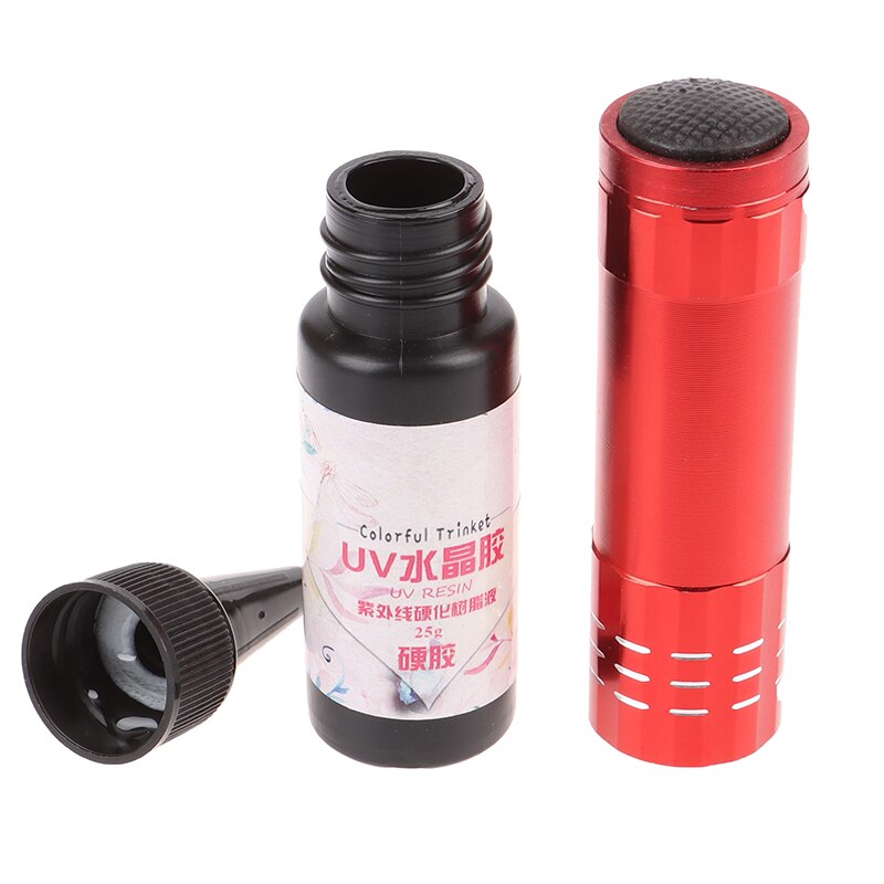 UV Flashlight/Lamp + UV Resin Kit 25ml Ultraviolet Cure Resin DIY Fast Curing UV Hard Resin Glue For Making Jewelry Handicrafts