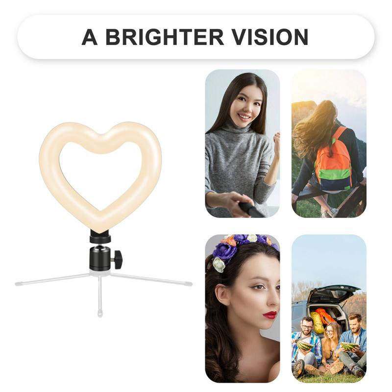 For Photography Video Fill 6 Inch Heart-shaped Dimmable Ring Light For Live Makeup Mini Led Camera Ring Lights