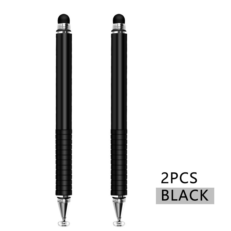 Bolígrafo Stylus Universal 2 in1 para Ipad lápices de Tablet dibujo lápiz táctil capacitiva pantalla pluma Stilus Smart Pen para la PC del teléfono móvil: 2Pcs Black Stylus