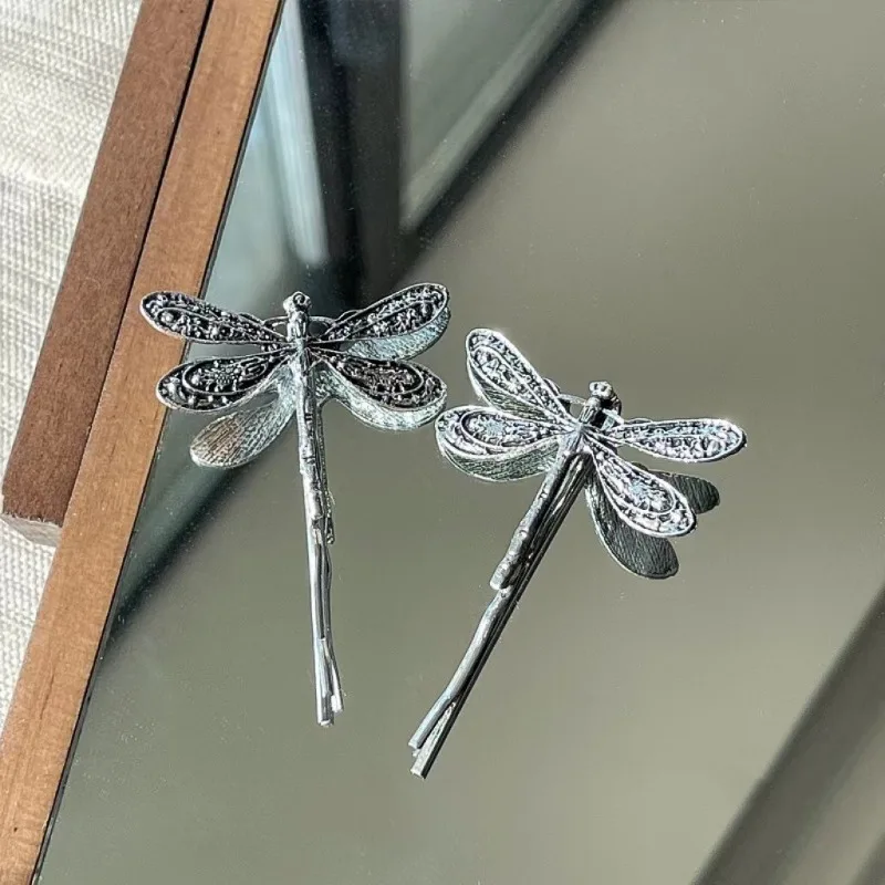 1/2pcs Dragonfly Hairpin Barrettes Retro Exquisite Silver Cartoon Insect Hair Clip Bobby Pin Grip Headwear Accessories