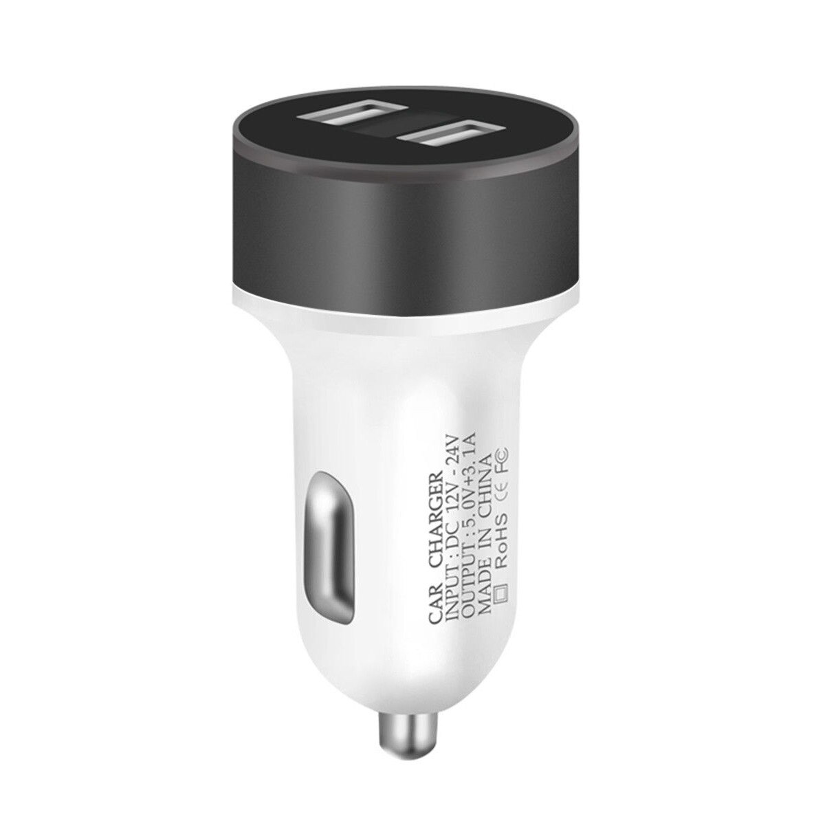 Dual USB 12V-24V 3.1A Mobile Phone Car Charger Adapter LED Display Fast Charging: Black