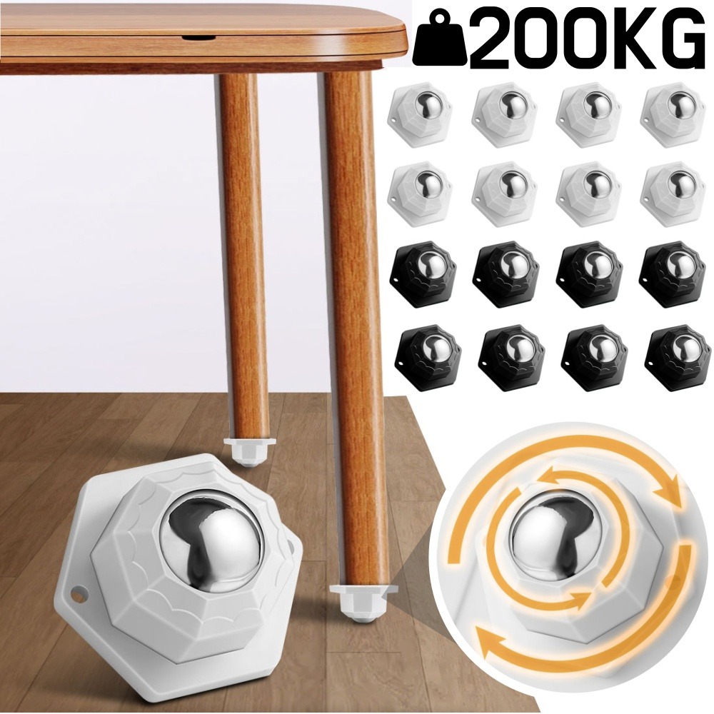 4PCS Furniture Casters Wheels Self Adhesive Universal 360 ° Rotating Casters Stainless Steel 200KG Heavy Duty Universal Wheel