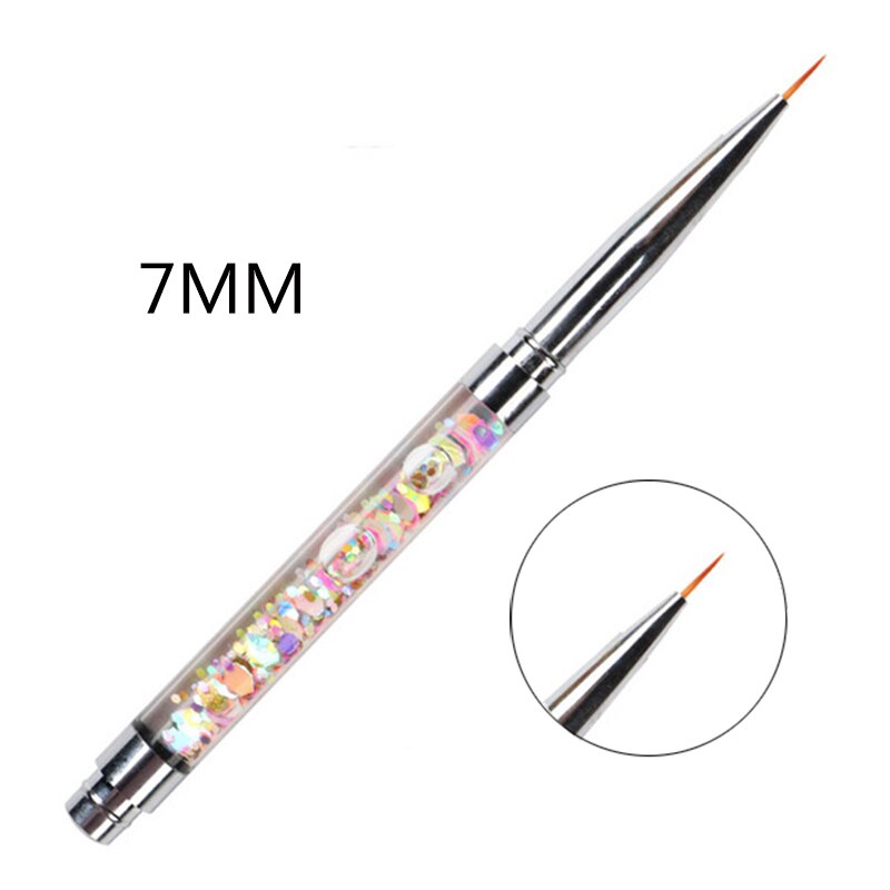 Bqan lantejoulas unha arte uv gel acrílico francês pintura escova flor design listras linhas forro diy desenho caneta manicure ferramenta: 7mm