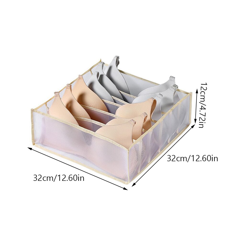 Underwear Storage Box Grids Nylon Mesh Socks Organizer Foldable Household Clothes Container for Drawer Wardrobe Storage Box