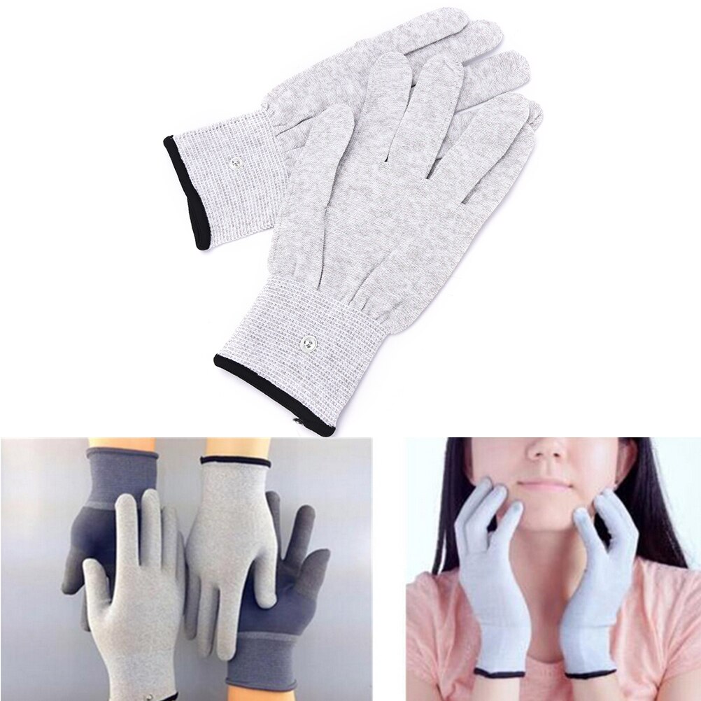 1 Paar Massage Handschoenen Zilver Massage Elektrode Handschoenen Voor Ontspannen Magic Pulse Fiber Geleidende Electro Therapie