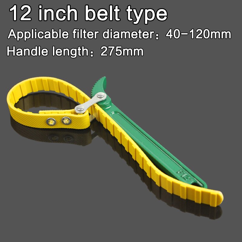 Correa ajustable de 8/12 pulgadas, llave de filtro de aceite, herramientas de extracción, herramientas de cadena, herramientas de reparación de camiones, llave inglesa pesada: 12 inch belt type