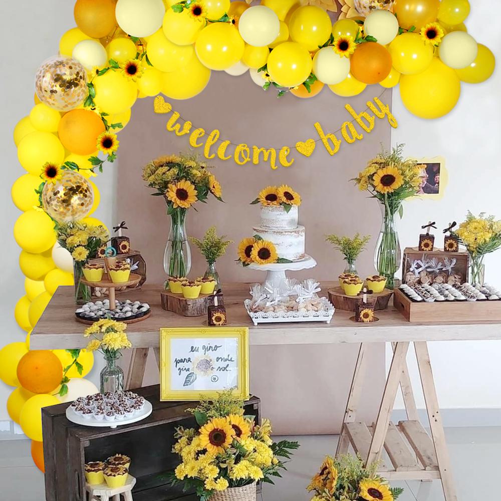 Qifu Zonnebloem Ballon Garland Arch Kit Gele Ballonnen Latex Ballon Verjaardagsfeestje Decoraties Kids Baby Shower Decor Ballonnen