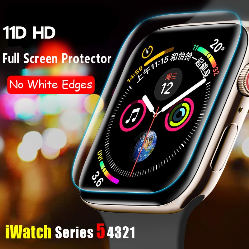 Protecteur d'écran pour Apple Watch 5, Film de couverture complète 11D, 44mm 40mm iWatch série 3 2 1 42mm 38mm, verre, accessoires