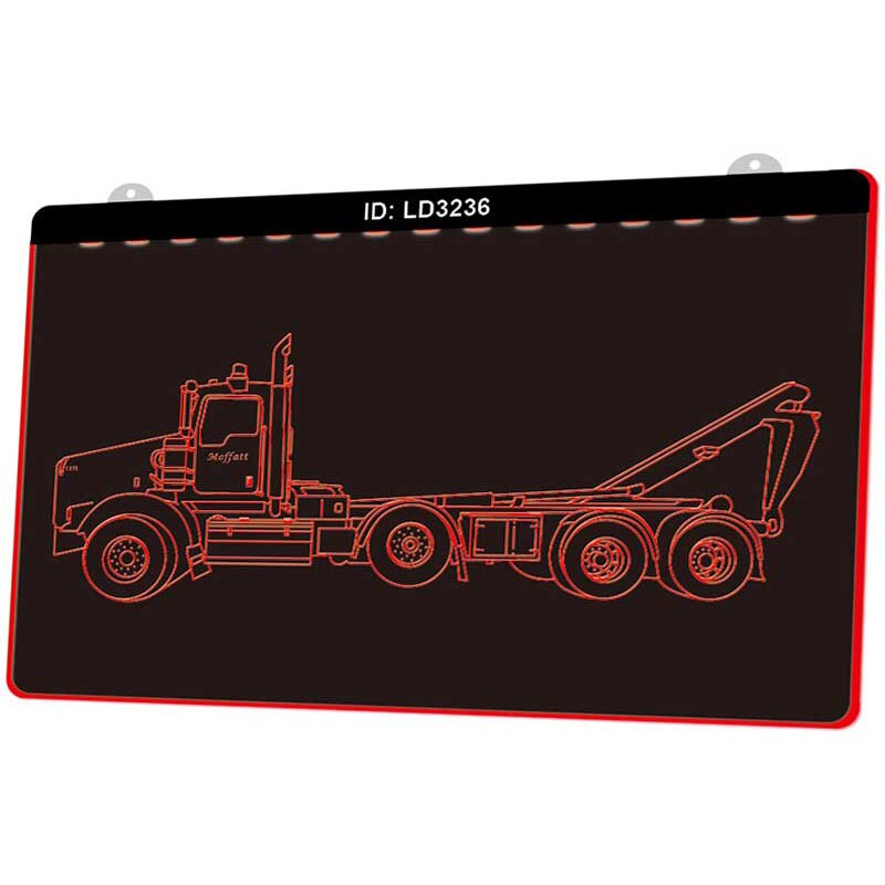 Ld3236 zware vrachtwagens 3d graveerbare led-lichtborden meerdere kleuren gratis verkoop