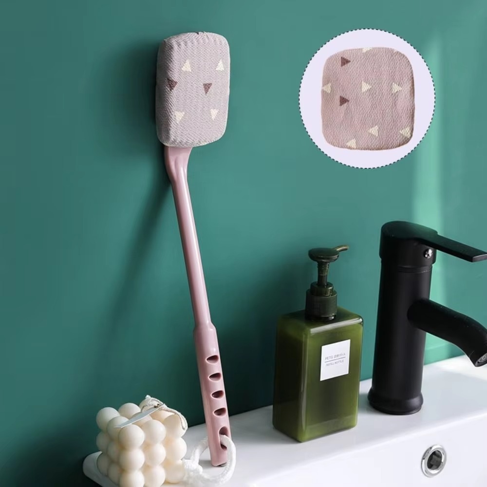 Escova de banho criativa com cabo longo, escova de limpeza de chuveiro macia reutilizável, escova esfoliante de plástico multiuso para mulheres: Vermelho