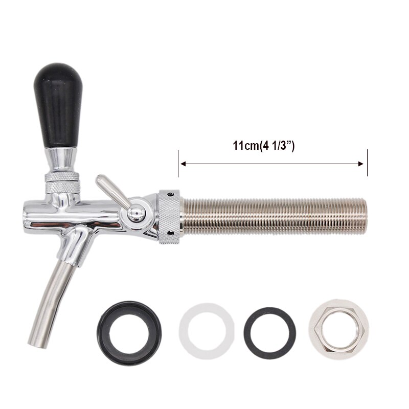 Jockey Box-grifo de cerveza con Control de Flujo ajustable, 11cm(4 1/3 ") de longitud, 7/8"-14 hilos, caja de cerveza de barril Homebrew