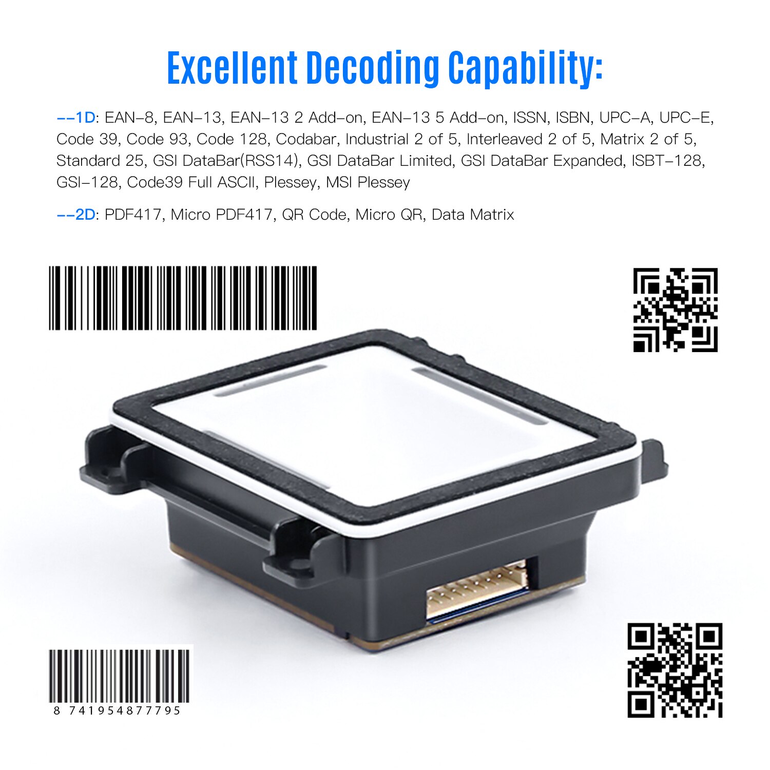 Aibecy 1d/2d/qr incorporado scanner de código de barras auto-indução módulo scanner conexão usb compatível com linux windows android mac