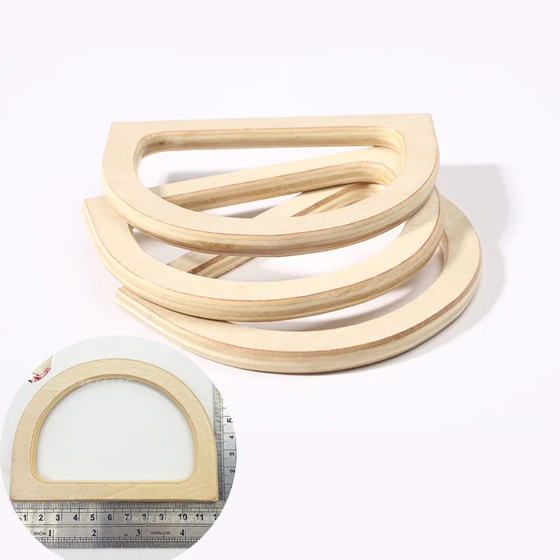 1 st träväskhandtag handväska väskram d-ring form ersättning gör-det-själv väskdelar tillbehör: Antik silver