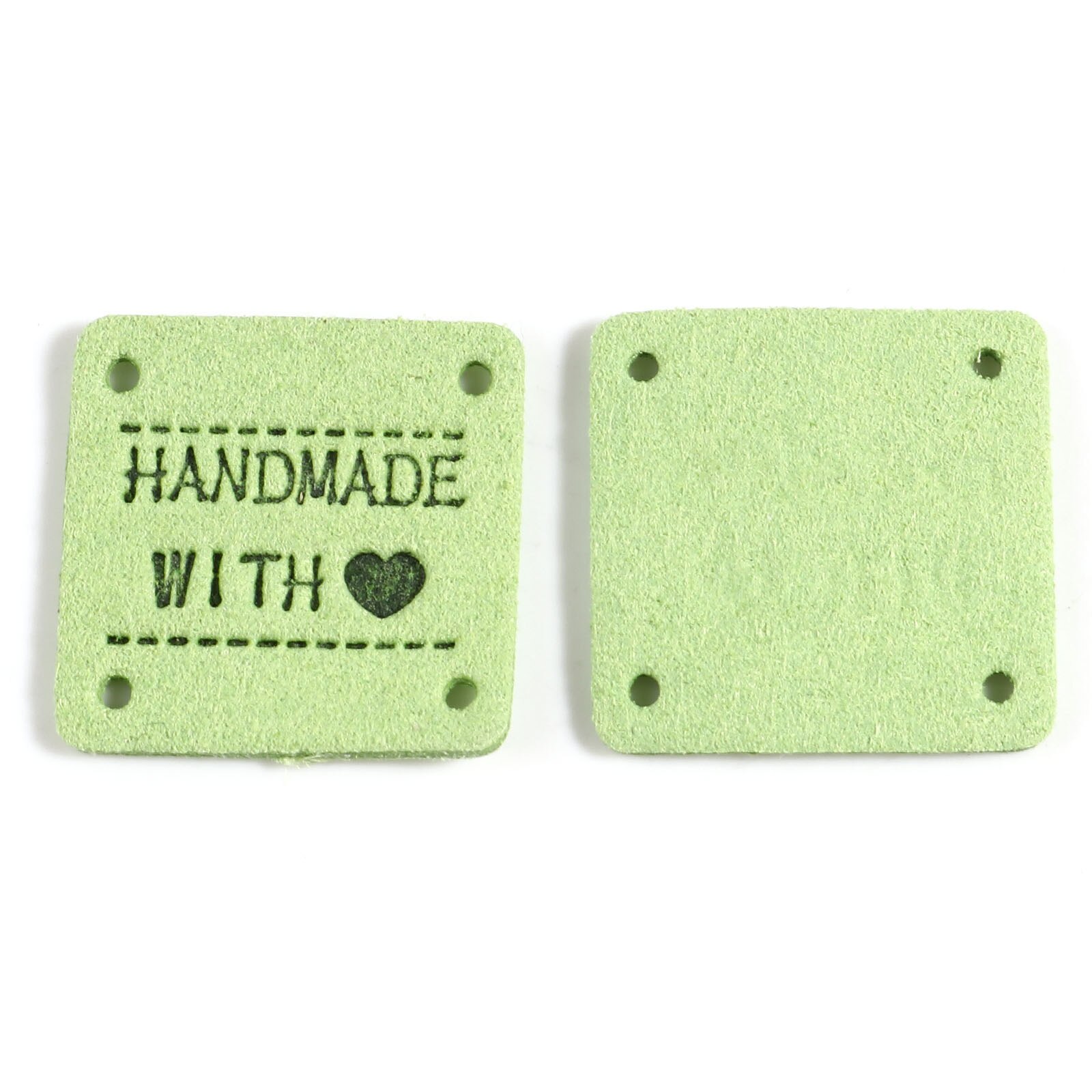 20 sztuk ręcznie wykonane z miłością odzież tłoczone etykiety sztuczny zamsz Lether etykiety tagi plac do szycia odzieży Knitting Tag 25x25mm: 15