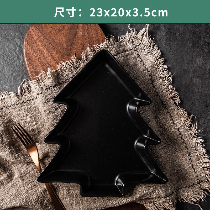Christmas Tree Plate Ceramic Tableware Profiled Matte Breakfast Fruit Salad Dessert Western Plate Restaurant Kitchen Tableware: H-large