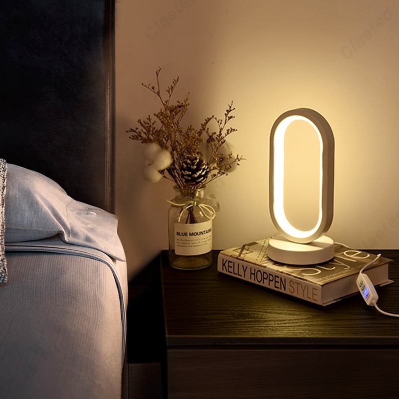 Led Ovale Bureaulamp Retro Eenvoudig Dimbaar Usb Plug-In Slaapkamer Bedlampje Warm Bar Restaurant Sfeer Decoratie Verlichting
