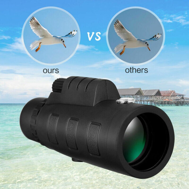 40X60 Monocular Telescope Dual Focus Capability with Low Night Vision for Smartphone Adapter and Tripod - Waterproof Spotting