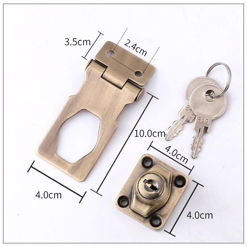 Stainless Steel Plating Self Locking Security Hasp Staple Lock Cupboard Padlock Door/Shed/Gate/Van Lock/desk/close with 2 Keys: C brass