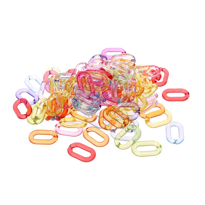 Chaîne en acrylique pour perroquet, 100 pièces/paquet, jouet en plastique pour oiseau, chaîne support à maillons ouverts, Clips pour perroquets, crochets, jouets à monter soi-même: Default Title