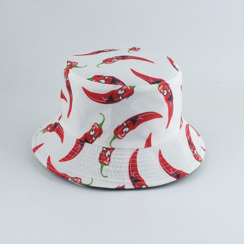 Chapeau Bob réversible avec imprimé de dessin animé pour hommes et femmes, casquette de pêcheur, à la: peper white