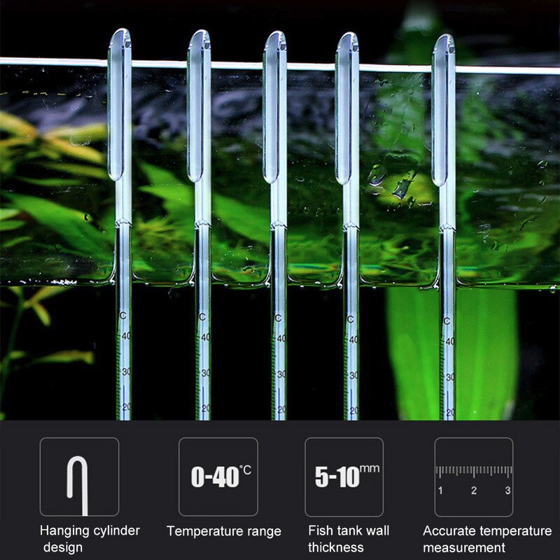 Aquarium U Shape Hanging Glass Thermometer Temperature Monitor Fish Tank 6/8/10/12/15mm