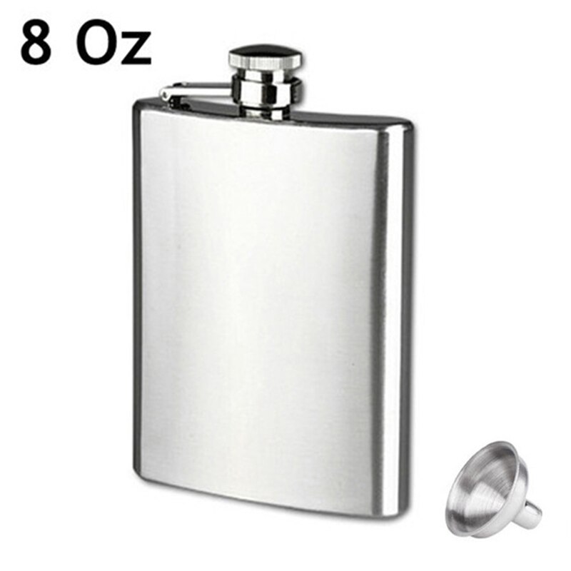 Stainless Steel Hip Liquor Flask Whiskey Alcohol Pocket Wine Bottle TN99: 8oz