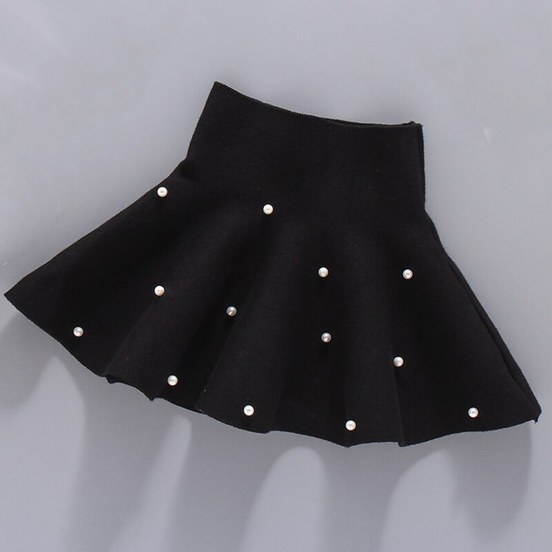 Humor Bear Fall Winter Pleat Skirt Preppy Style Bead Plaid Skirts Mini Cute School Uniforms Ladies Girls Skirt: black / 4T