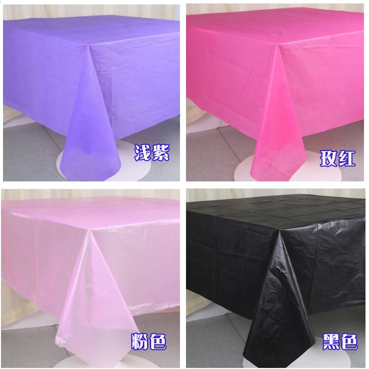 10pcs Disposable tablecloth party tablecloth PE waterproof plastic birthday dessert table plain color banquet tablecloth