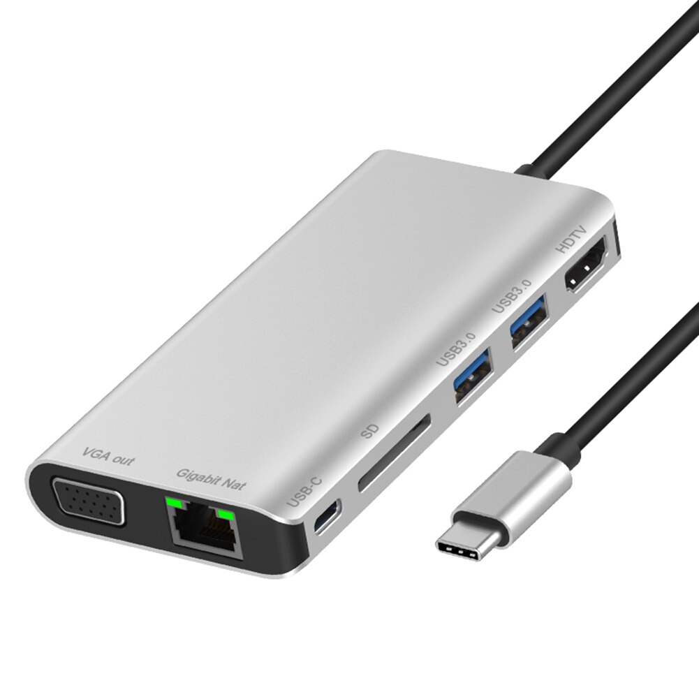 Portatile PD di Ricarica USB 3.0 USB di Tipo C Convertitore HUB Sufficiente Duraturo Robustezza HDMI VGA Carte Lettori