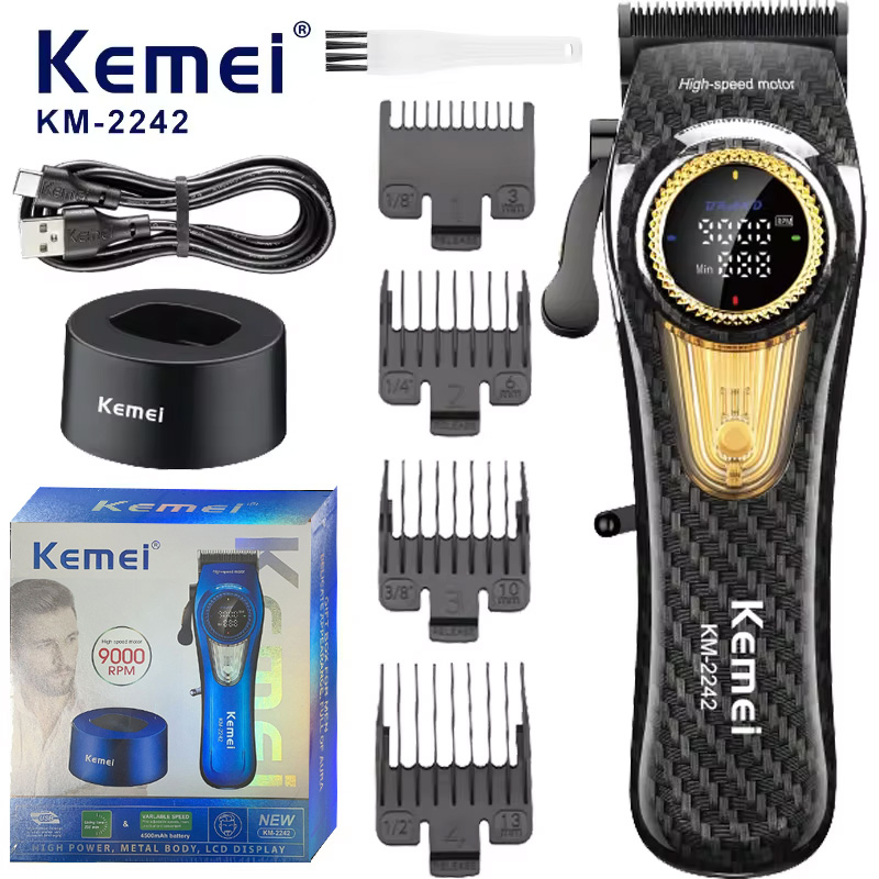 Kemei Hair Clipper Adjust Hair Trimmer For Men Electric Fade Beard Rechargeable Hair Cutter Machine Barber 9000RPM