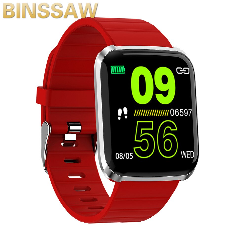 BINSSAW Neue Top Sport Smart Uhr Farbe Bildschirm Alarm Herz Rate Gesundheit Monitor Wasserdichte Sport Smart Uhr Armband + BOX: 116Pro-40-03