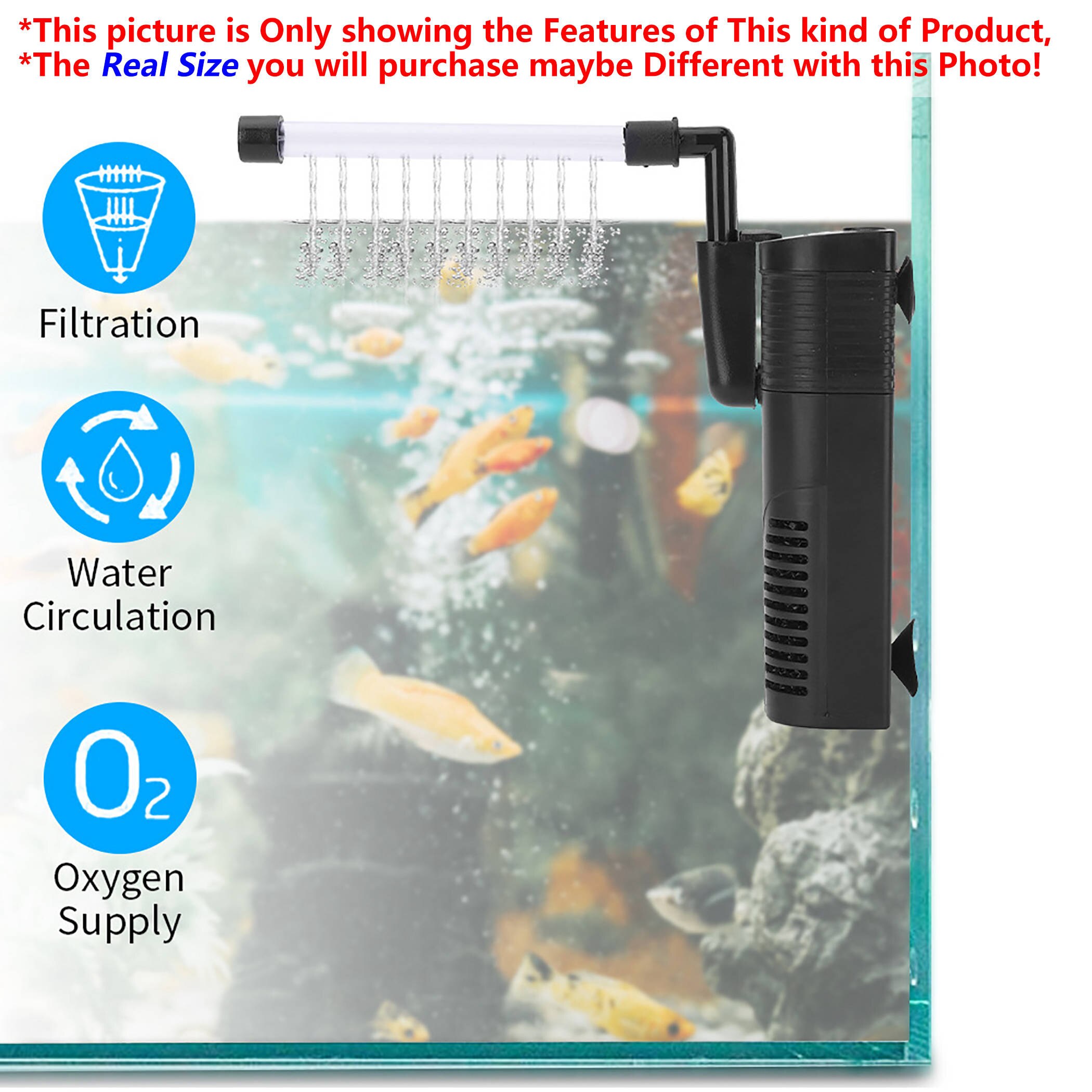Aquarium Submersible Fish Tank 220V Water Pump &amp; Filtration with Oxygen Tube, Shower Bar and Suction Cup for Pond &amp; Hydroponics