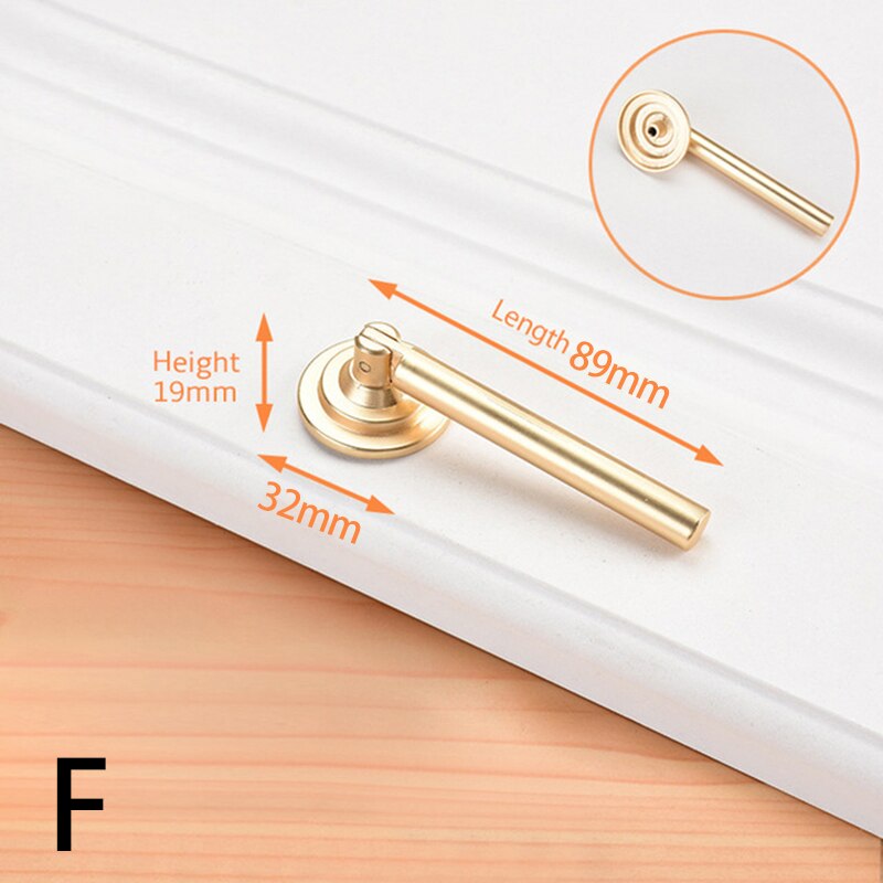 Neue goldene schrank tür schublade verborgen schnalle kupfer draht zeichnung nachahmung kupfer kleiderschrank zink legierung einzigen See griff: F