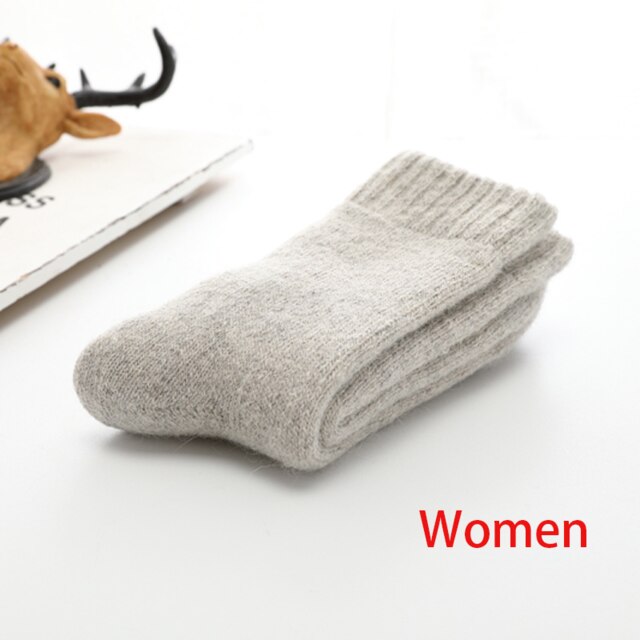 Chaussettes chaudes en laine mérinos pour hommes et femmes, très épaisses, contre le froid et la neige, alpinisme en plein air, hiver russe: women Beige