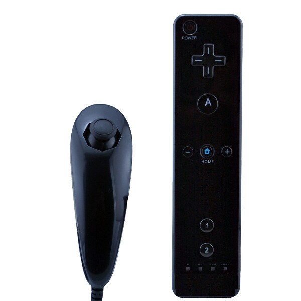 Zwart Motion Sensor Afstandsbediening + Wired Nunchuck Combo voor Nintendo Wii Console