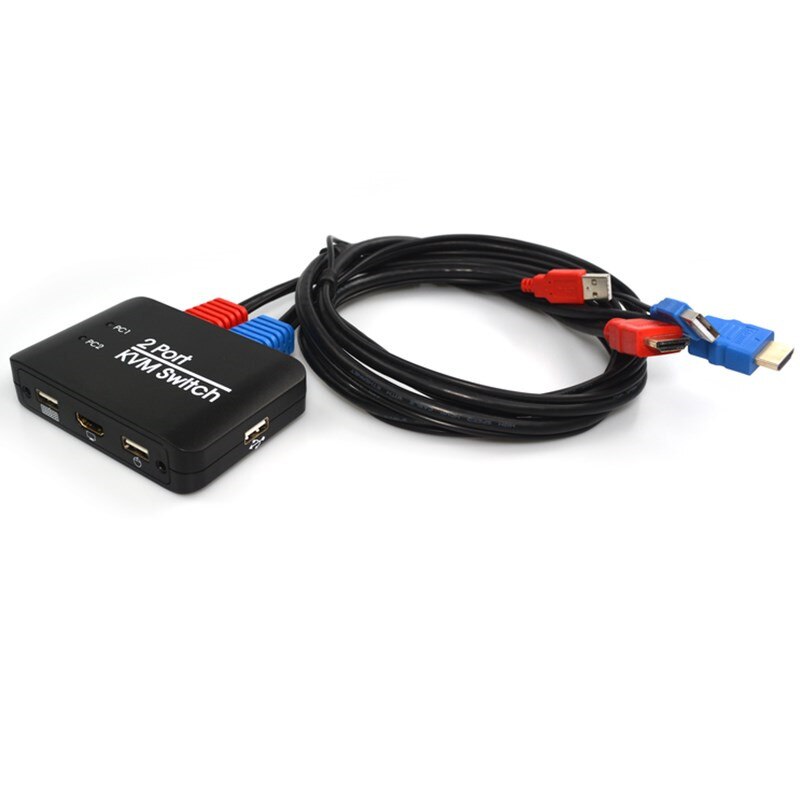 2 Port KVM Switch USB2.0 HDMI2.0 Support U Disk/Key-press Switch/LED Switch Channel/Mouse&amp;Keyboard Control Multiple PC Computer