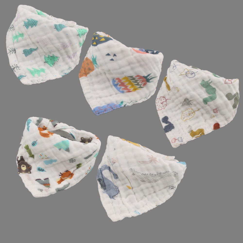 5 Stuks/partij Baby Slabbetjes Meisjes Jongens Baby Doek Cartoon Afdrukken Babyvoeding Bandana Slabbetjes Katoenen Garen Bebe Accessoire Baby Als