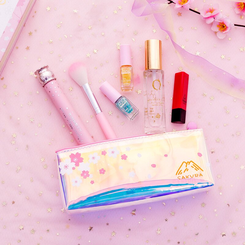 Kawaii etui bloemen transparant etui school etui voor meisjes etui etui schoolbenodigdheden voor meisjes