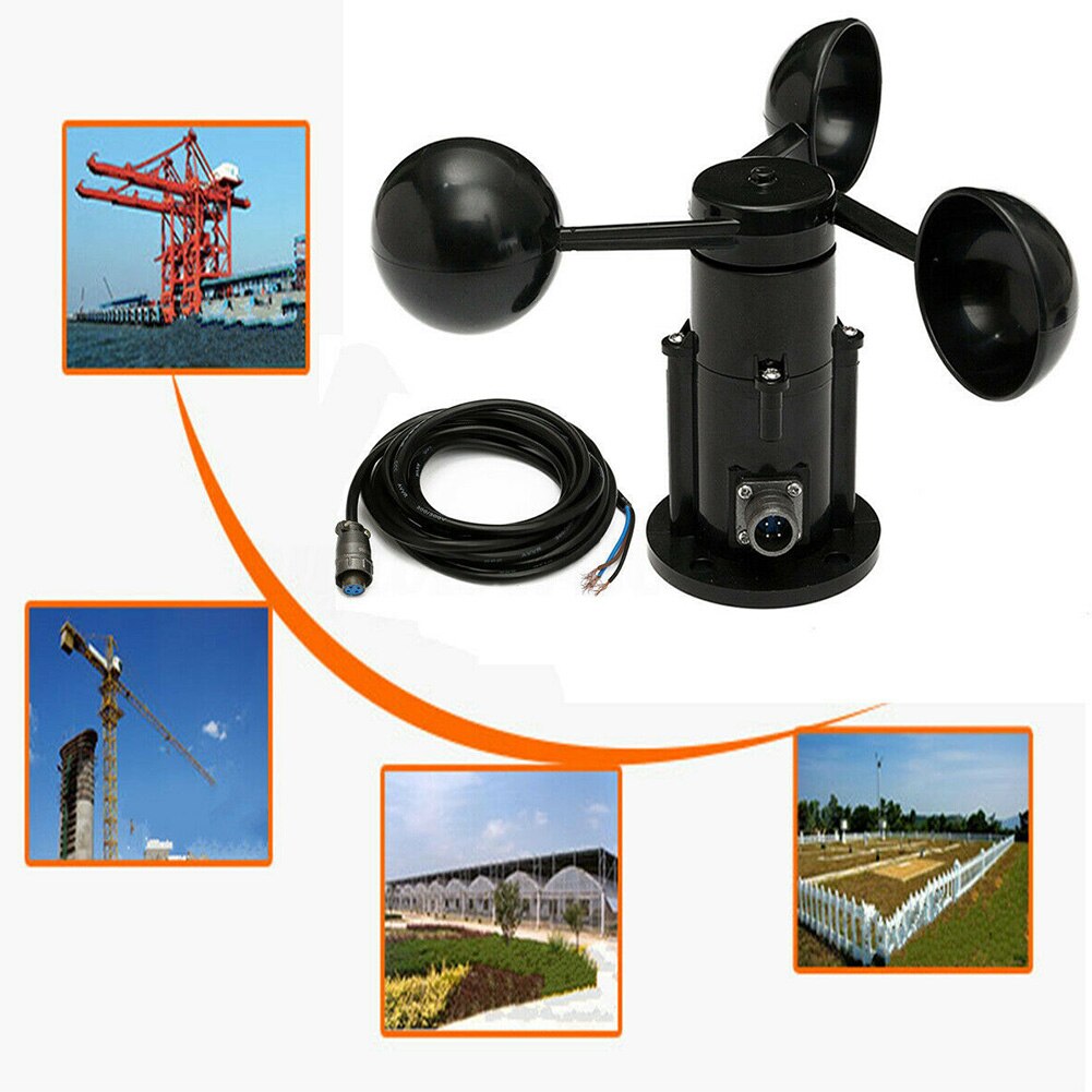 Instrument Wide Use Signal Output Measurement Long Transmission Three Cups Wind Speed Sensor 0-5V Anemometer With Cable