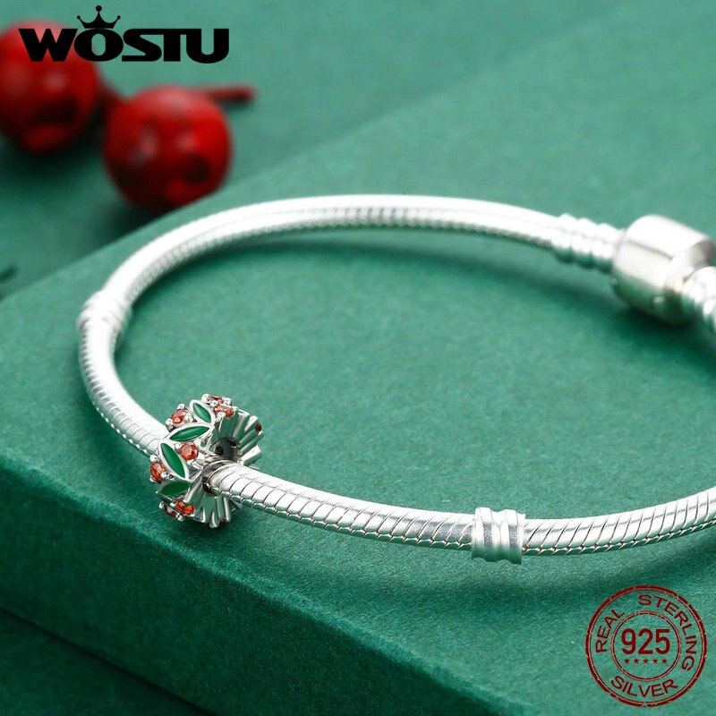 WOSTU Luxury 925 Sterling Silver Winter Decorations Christmas Beads Fit WST Charm Bracelets For Women Jewelry CQC317