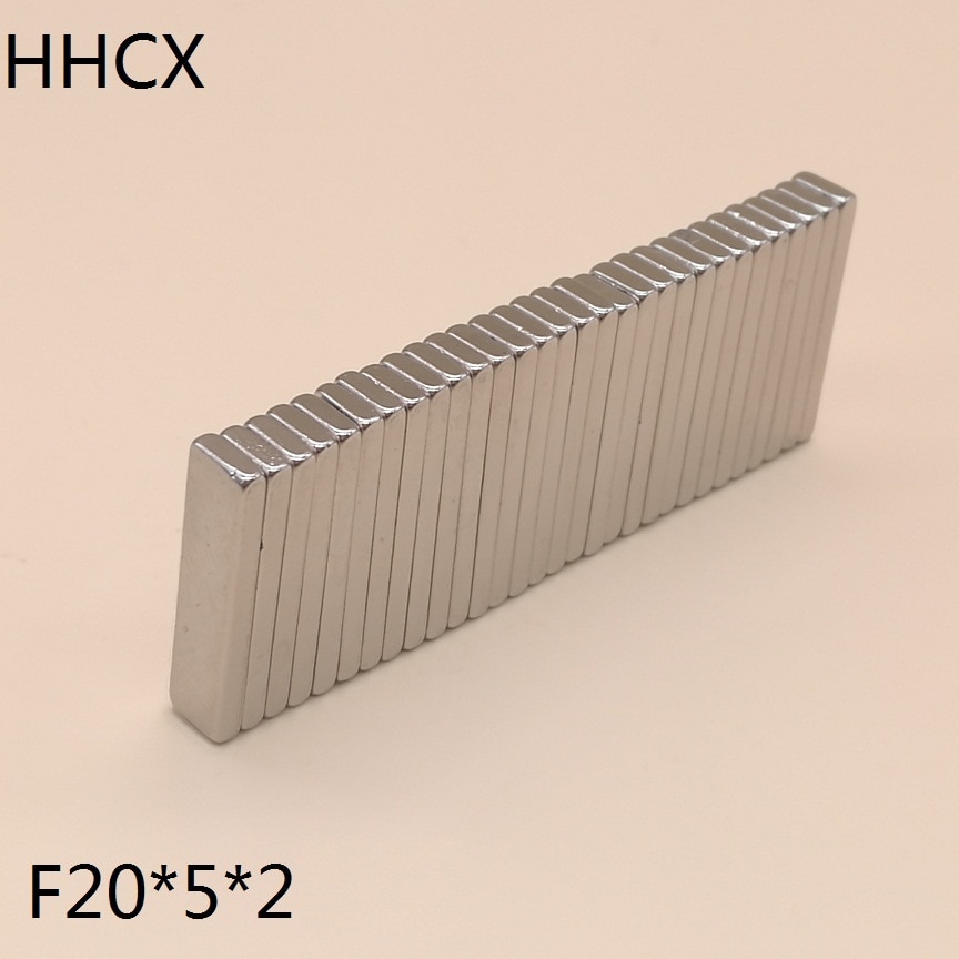 50 stuks/partij magneet 20*5*2 n35 sterke kubusvormige ndfeb zeldzame aarde permanente magneten 20 x 5 x 2 neodymium magneten 20 x 5 x 2