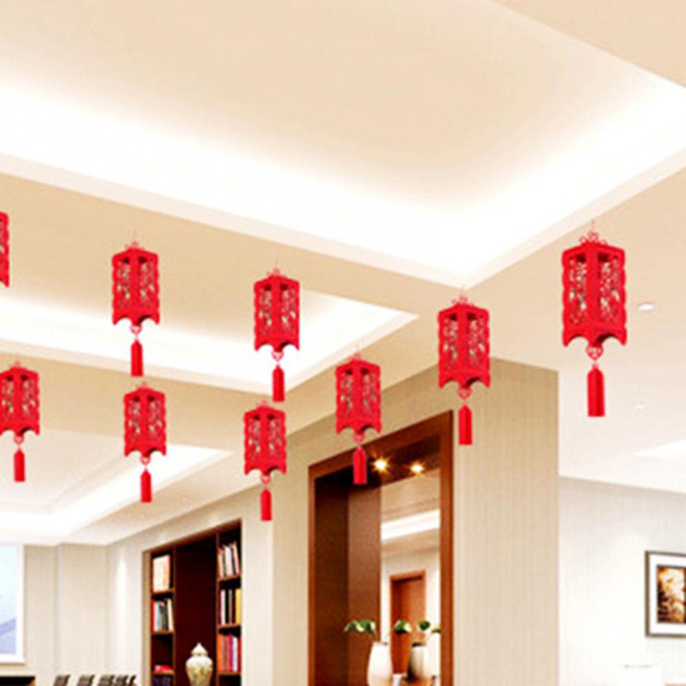 Chinese Year Square Palace Lantern Hollow Inlaid Spring Festival Decoration Red Lanterns Home Living Room Home Decoration