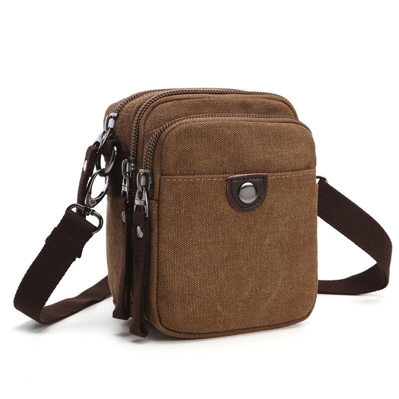 Boshikang Casual mannen Business Dagelijkse Tas Mini Crossbody Tas Canvas Kleine Mannen Enkele Schouder Messenger Bags: coffee