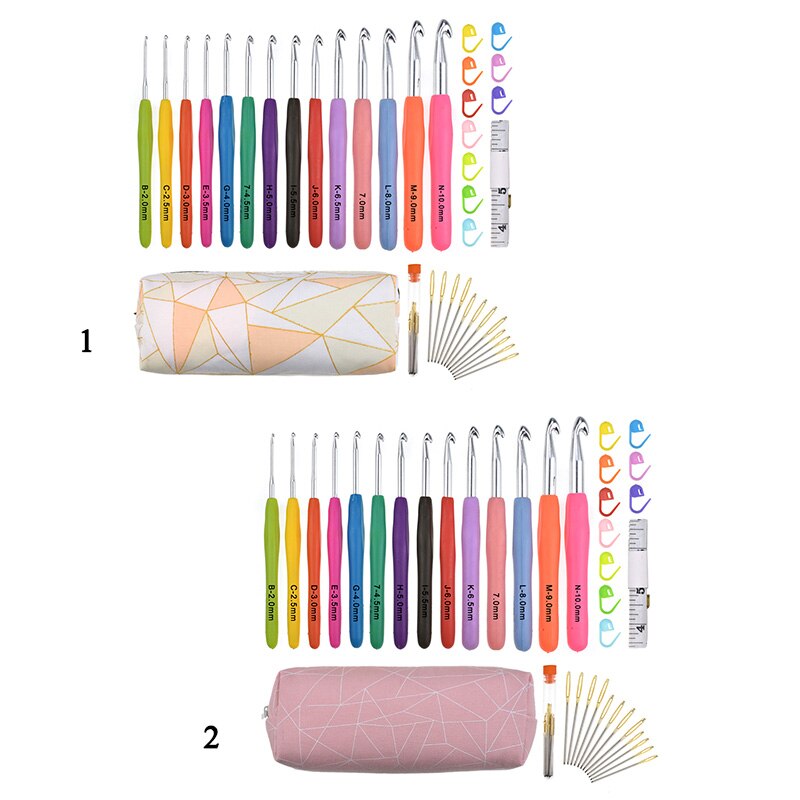 38 Stuks Extra Lange Haaknaalden Kit 14 Maten Ergonomische Grip Haaknaalden En Breinaalden Set Met Opbergtas h1